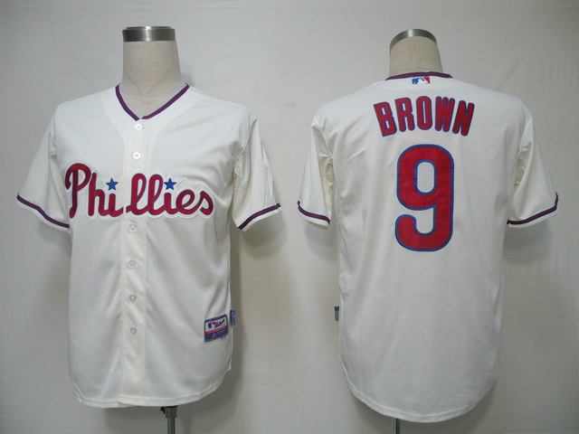 Phillies #9 Domoic Brown Cream Cool Base Stitched MLB Jersey - Click Image to Close